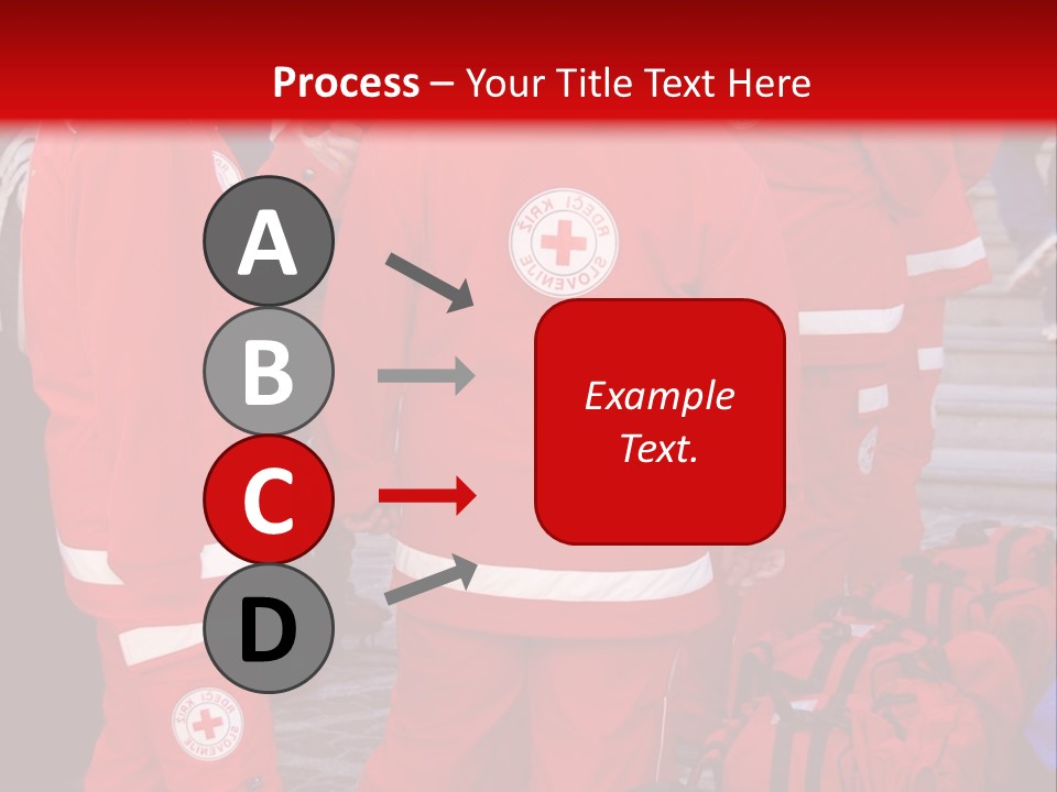 A Group Of People In Red Uniforms With Luggage PowerPoint Template