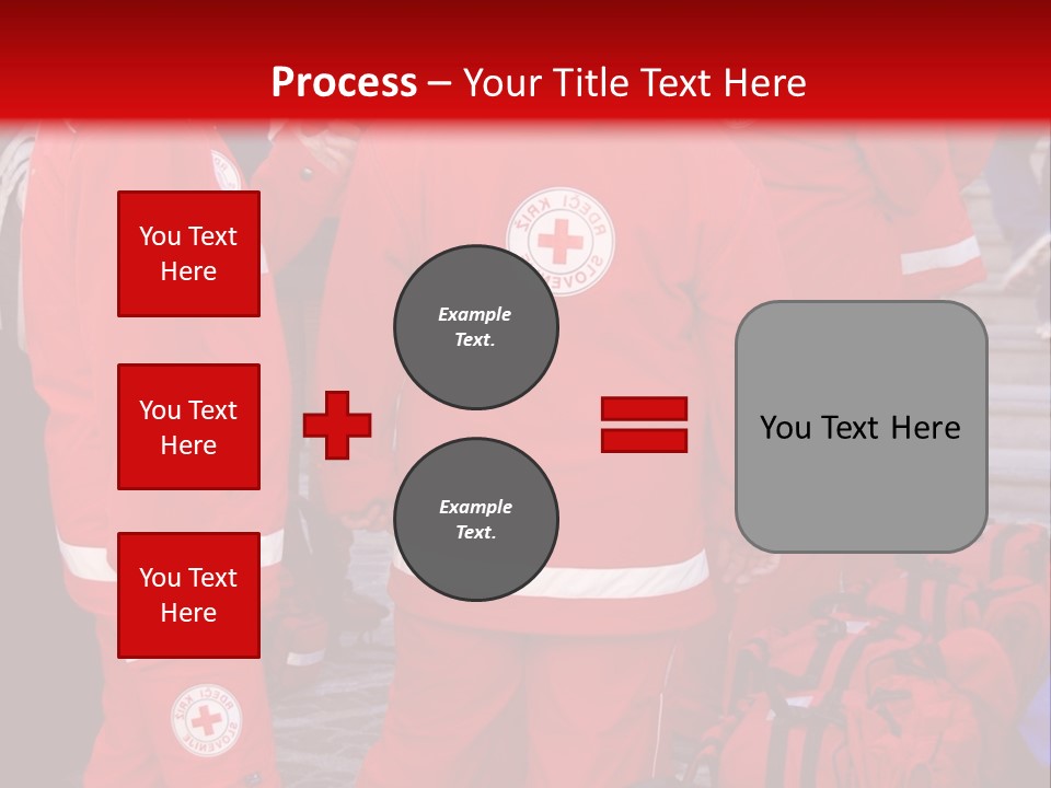A Group Of People In Red Uniforms With Luggage PowerPoint Template
