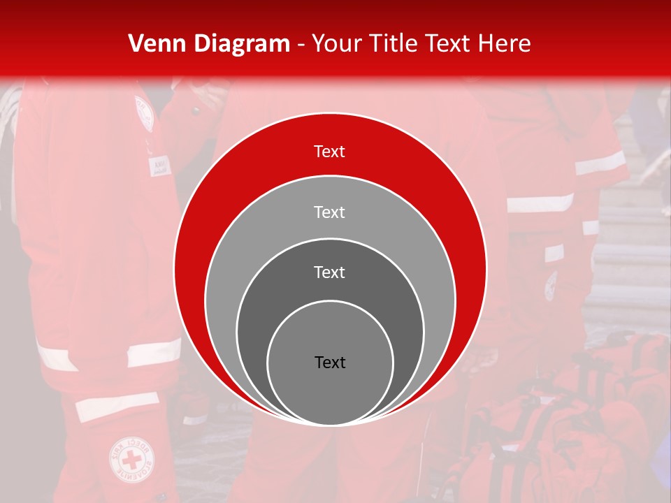 A Group Of People In Red Uniforms With Luggage PowerPoint Template