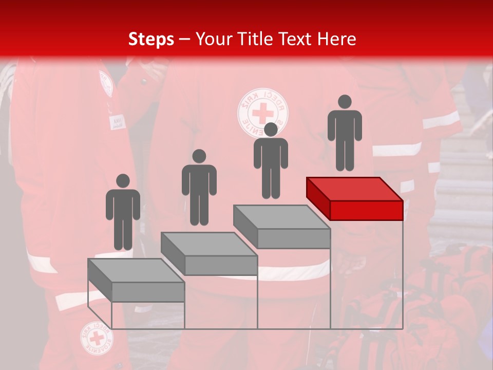 A Group Of People In Red Uniforms With Luggage PowerPoint Template