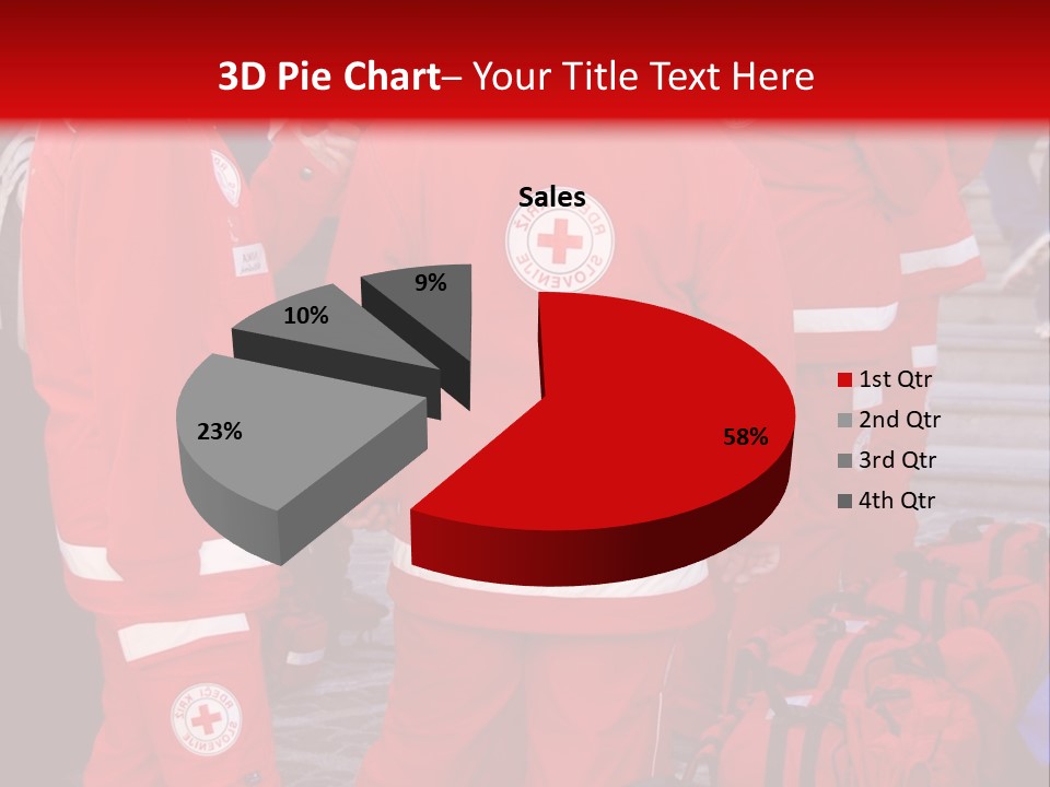 A Group Of People In Red Uniforms With Luggage PowerPoint Template