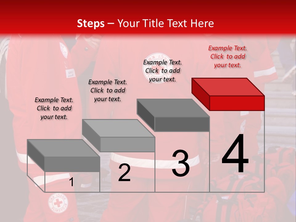 A Group Of People In Red Uniforms With Luggage PowerPoint Template