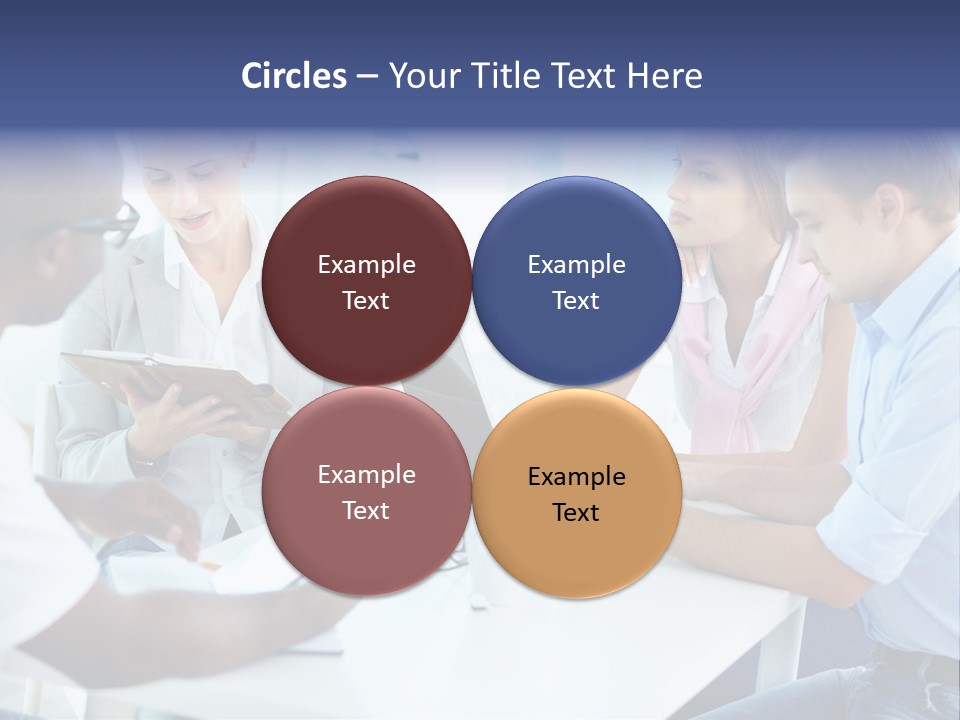 A Group Of People Sitting Around A Table With A Laptop PowerPoint Template