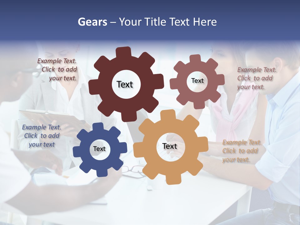 A Group Of People Sitting Around A Table With A Laptop PowerPoint Template