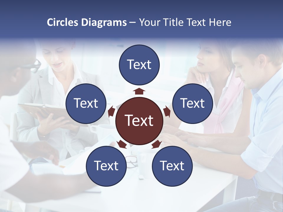 A Group Of People Sitting Around A Table With A Laptop PowerPoint Template