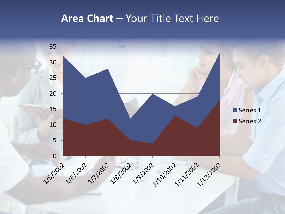 A Group Of People Sitting Around A Table With A Laptop PowerPoint Template