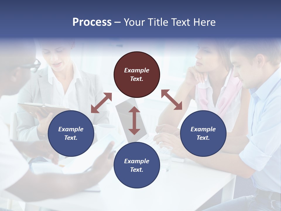 A Group Of People Sitting Around A Table With A Laptop PowerPoint Template
