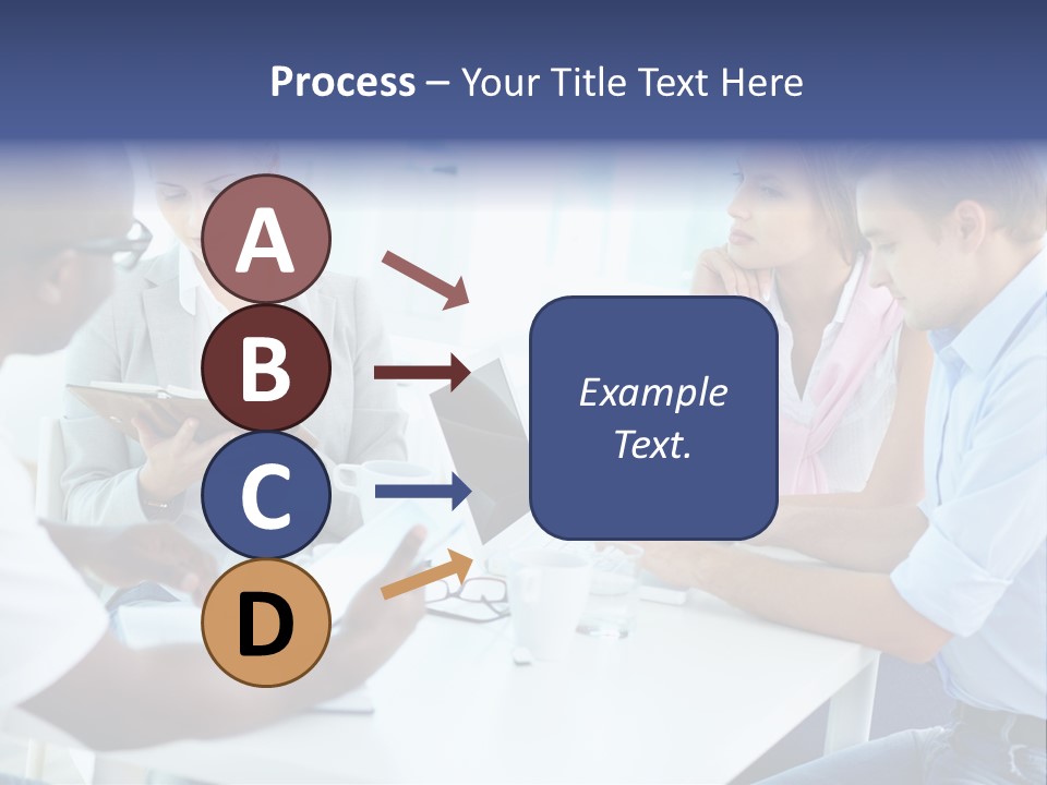 A Group Of People Sitting Around A Table With A Laptop PowerPoint Template