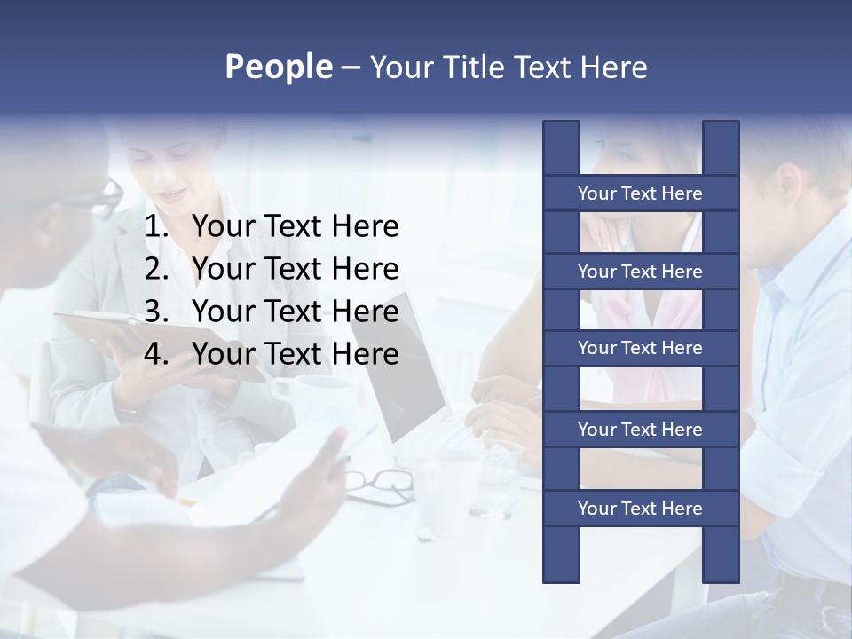 A Group Of People Sitting Around A Table With A Laptop PowerPoint Template