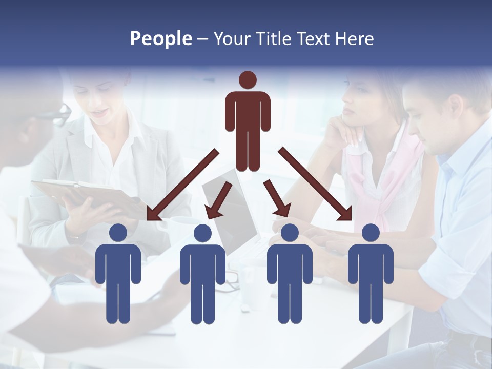 A Group Of People Sitting Around A Table With A Laptop PowerPoint Template