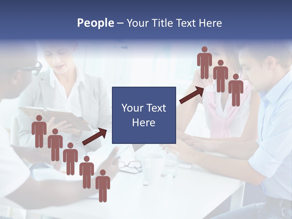 A Group Of People Sitting Around A Table With A Laptop PowerPoint Template