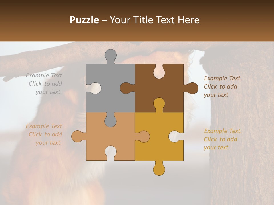 A Brown And White Dog With His Tongue Hanging Out Of A Tree PowerPoint Template