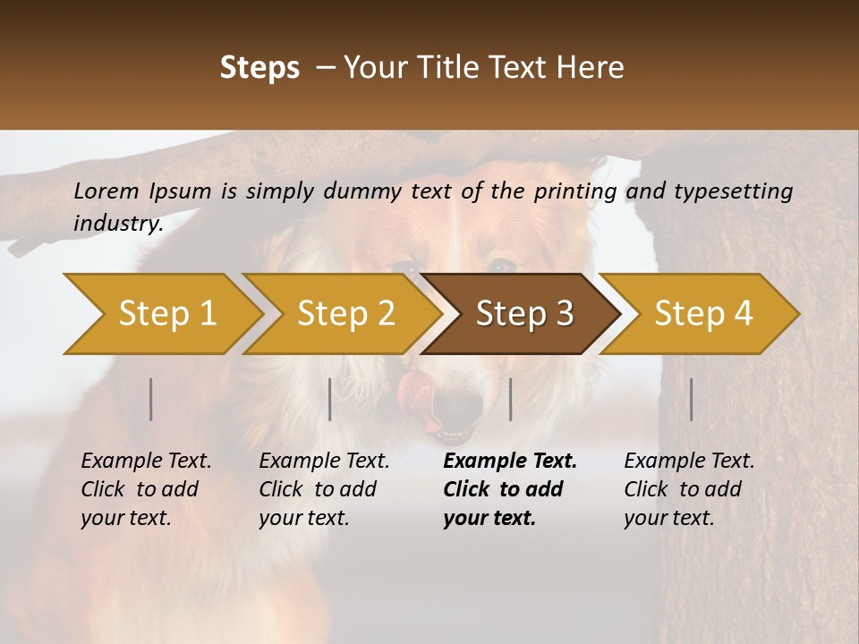 A Brown And White Dog With His Tongue Hanging Out Of A Tree PowerPoint Template