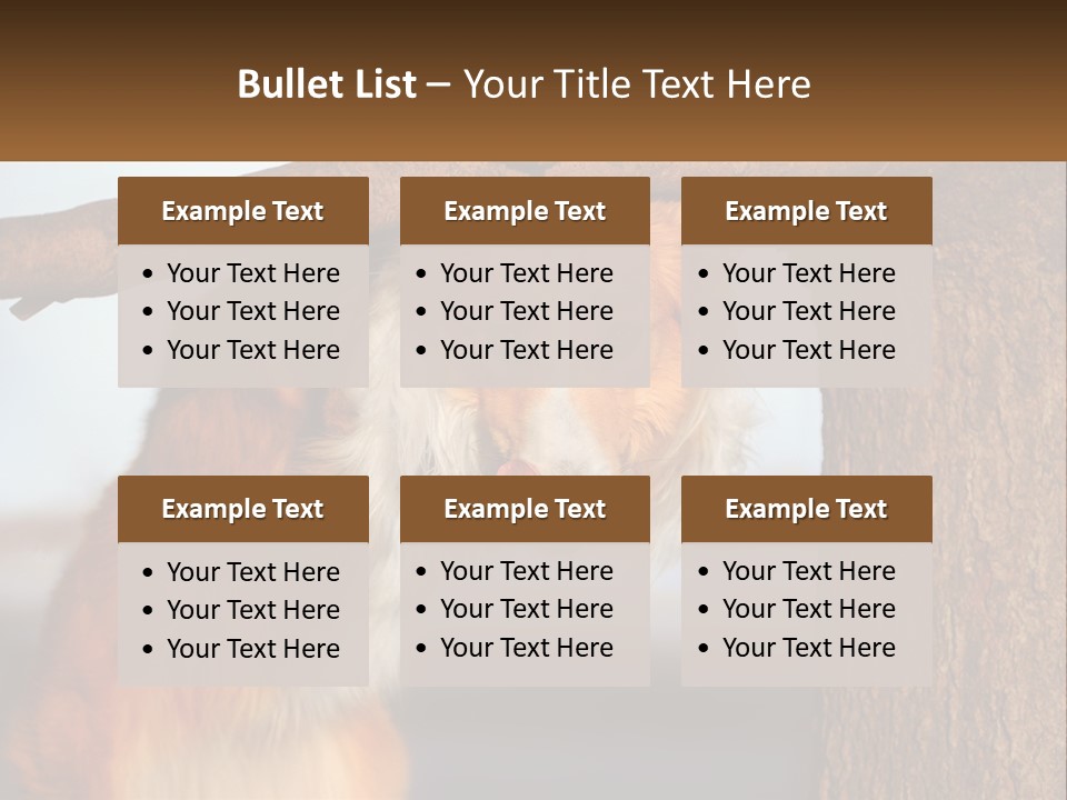 A Brown And White Dog With His Tongue Hanging Out Of A Tree PowerPoint Template