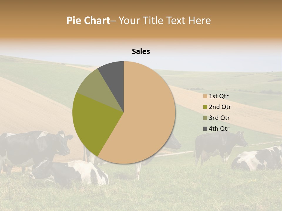 A Herd Of Cattle Grazing On A Lush Green Hillside PowerPoint Template