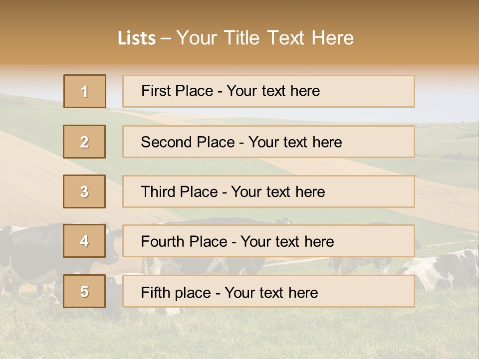 A Herd Of Cattle Grazing On A Lush Green Hillside PowerPoint Template