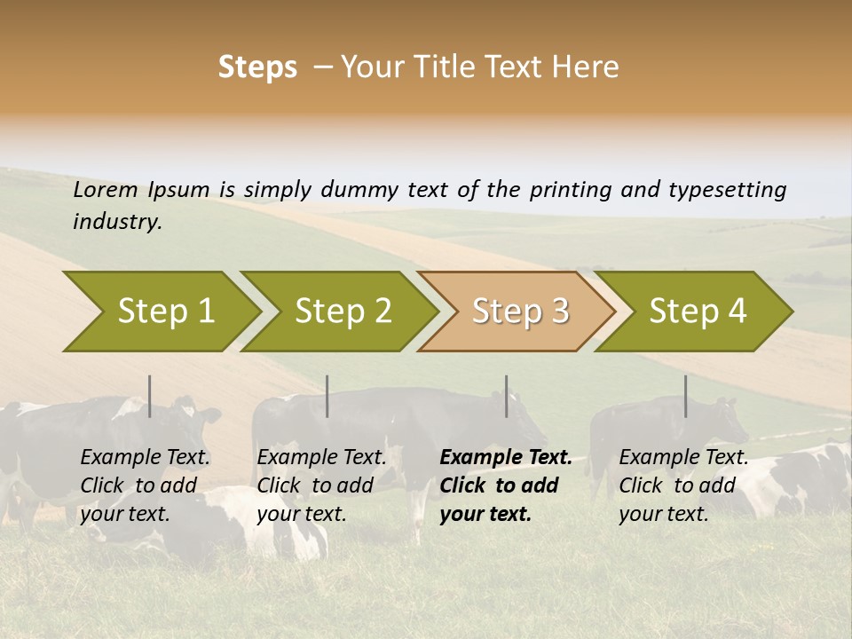 A Herd Of Cattle Grazing On A Lush Green Hillside PowerPoint Template