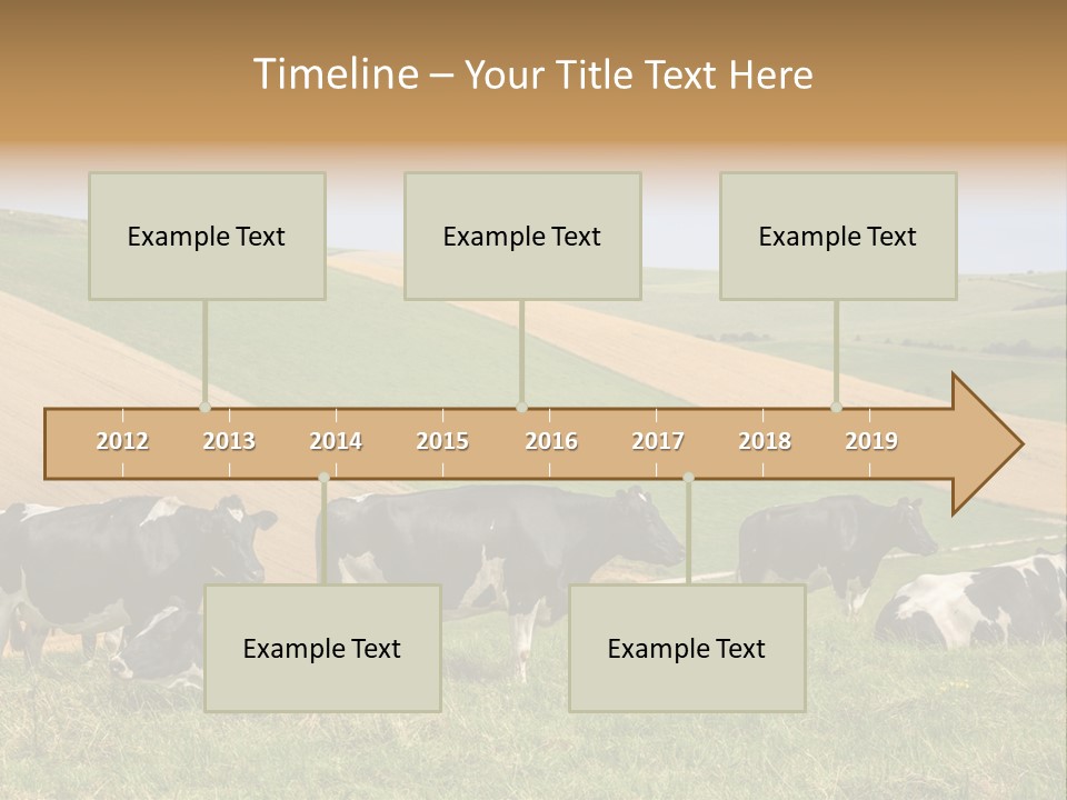 A Herd Of Cattle Grazing On A Lush Green Hillside PowerPoint Template