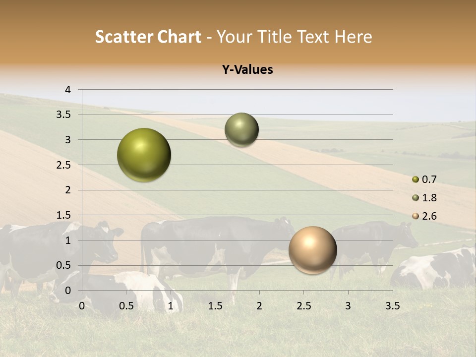 A Herd Of Cattle Grazing On A Lush Green Hillside PowerPoint Template