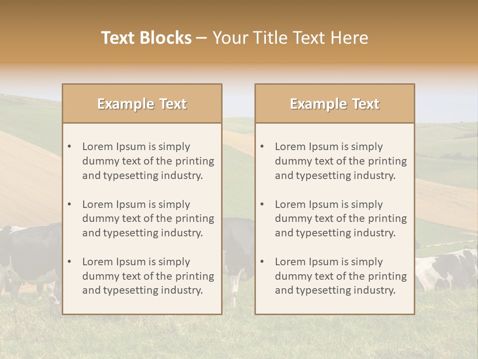 A Herd Of Cattle Grazing On A Lush Green Hillside PowerPoint Template