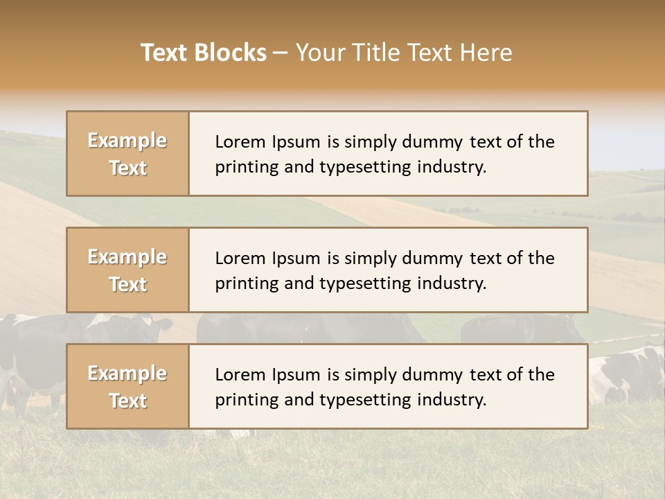 A Herd Of Cattle Grazing On A Lush Green Hillside PowerPoint Template