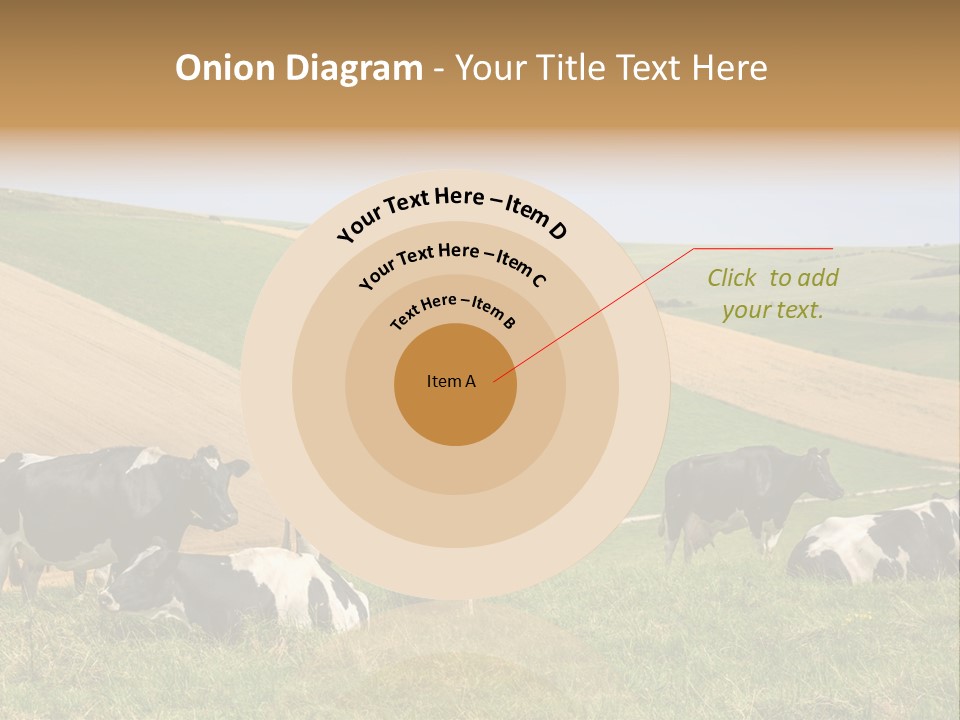 A Herd Of Cattle Grazing On A Lush Green Hillside PowerPoint Template