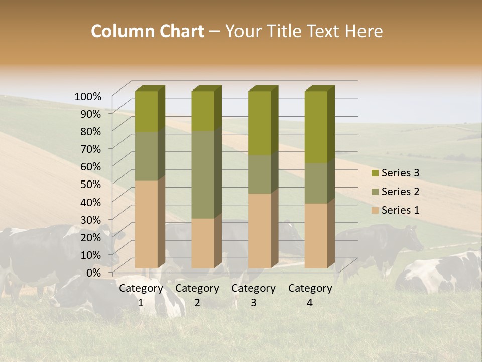 A Herd Of Cattle Grazing On A Lush Green Hillside PowerPoint Template