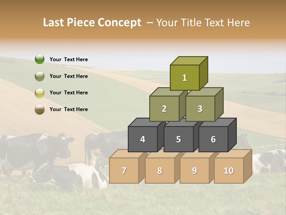 A Herd Of Cattle Grazing On A Lush Green Hillside PowerPoint Template
