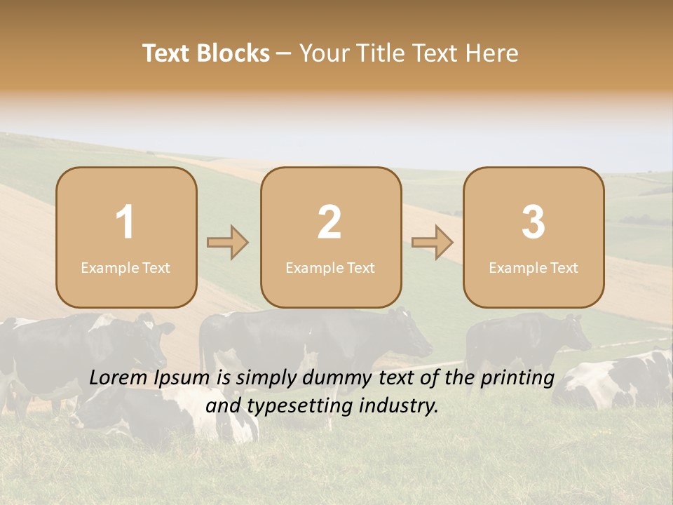 A Herd Of Cattle Grazing On A Lush Green Hillside PowerPoint Template