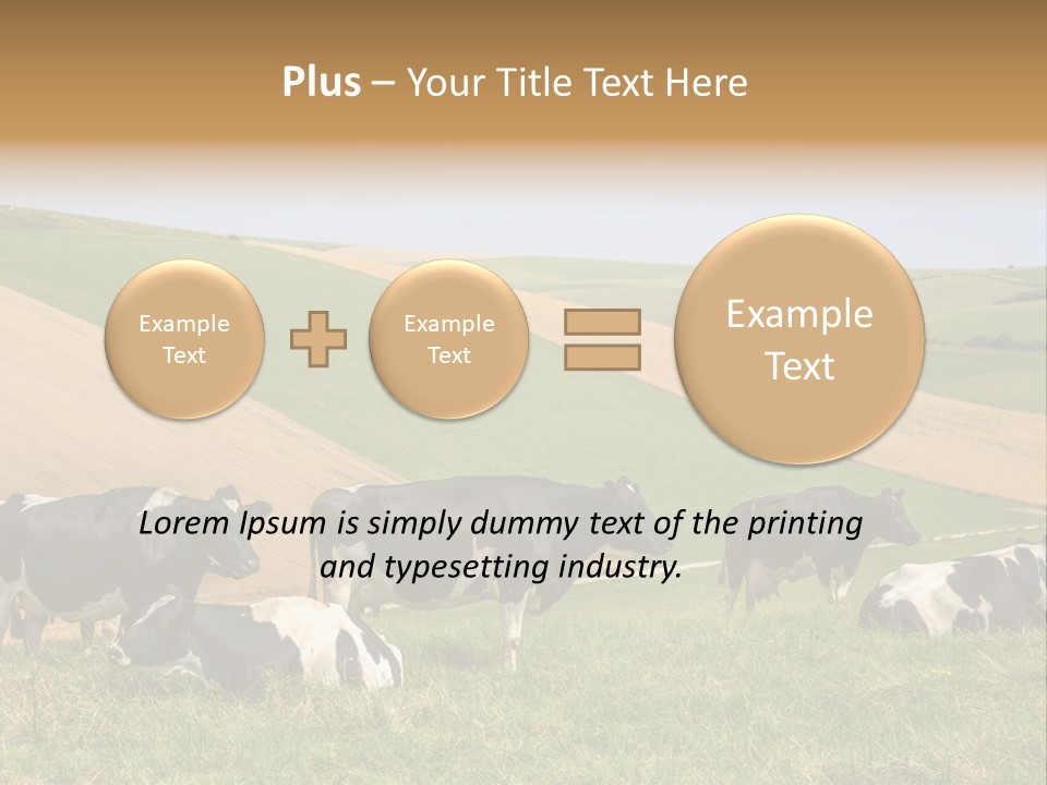 A Herd Of Cattle Grazing On A Lush Green Hillside PowerPoint Template