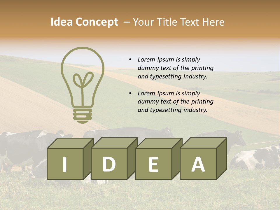 A Herd Of Cattle Grazing On A Lush Green Hillside PowerPoint Template