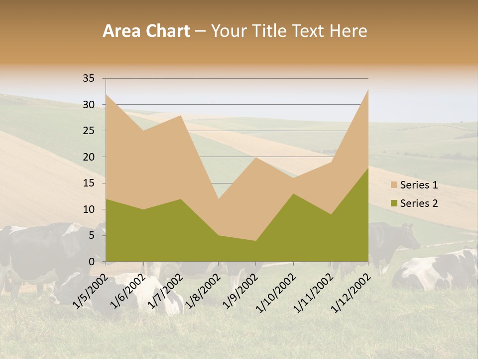 A Herd Of Cattle Grazing On A Lush Green Hillside PowerPoint Template