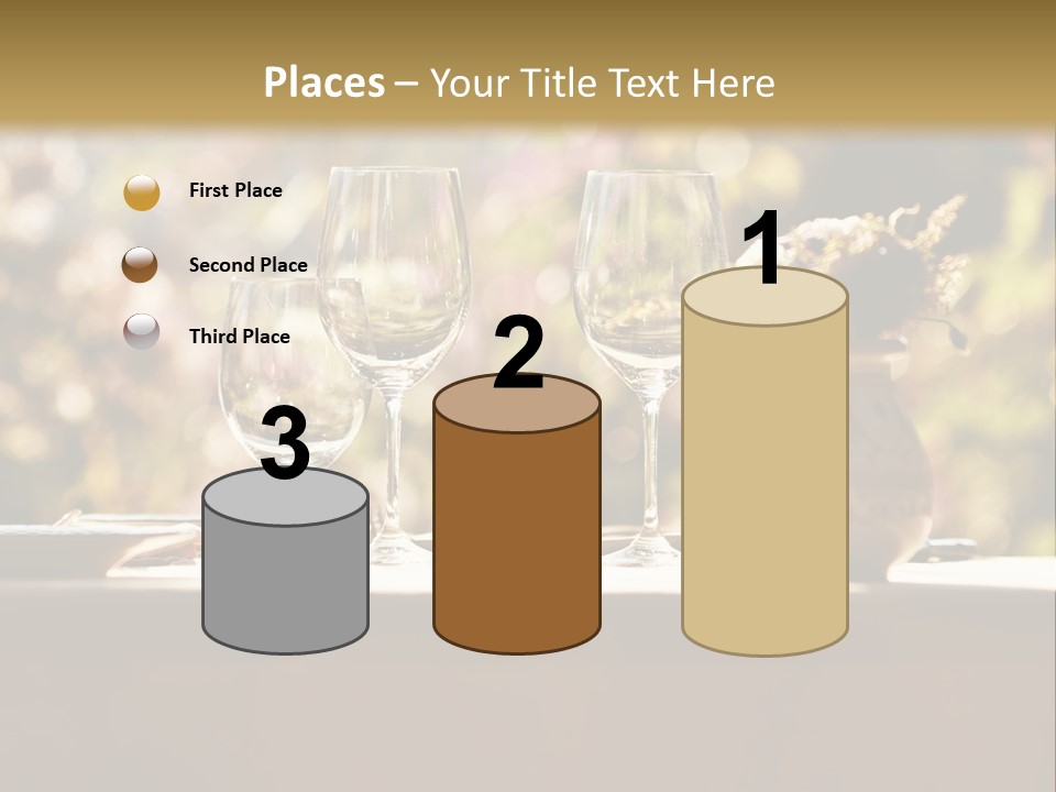 A Table Topped With Two Wine Glasses And A Vase Filled With Flowers PowerPoint Template