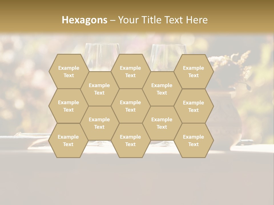 A Table Topped With Two Wine Glasses And A Vase Filled With Flowers PowerPoint Template