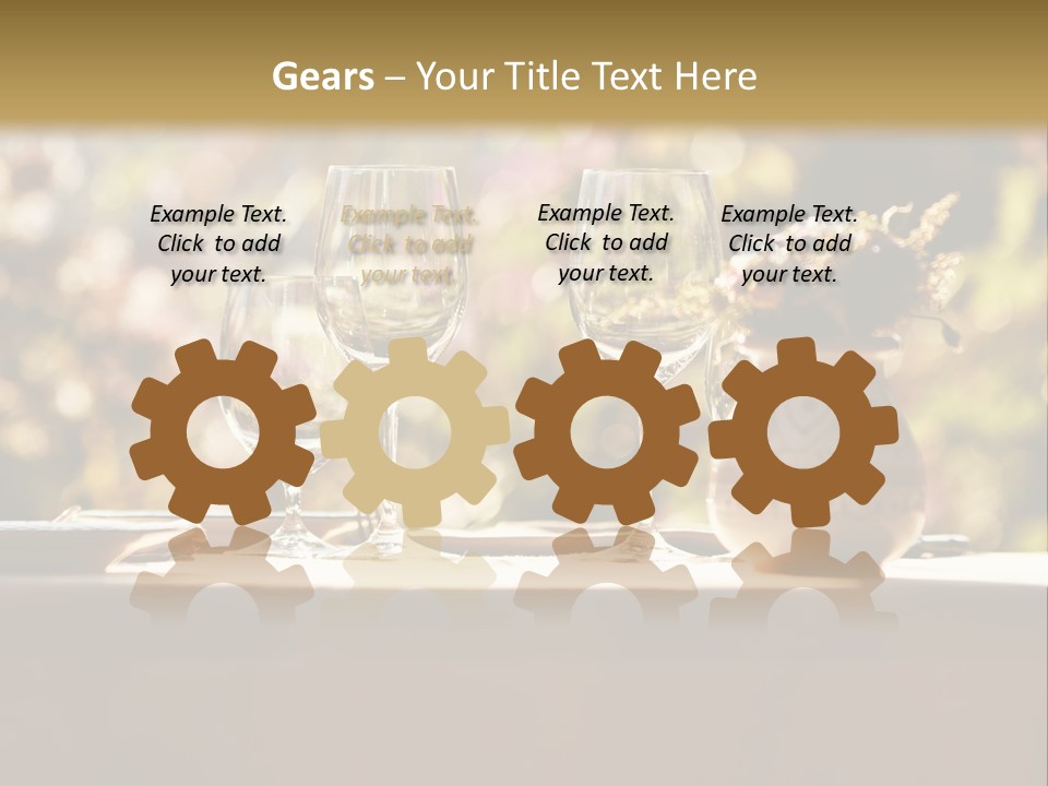 A Table Topped With Two Wine Glasses And A Vase Filled With Flowers PowerPoint Template