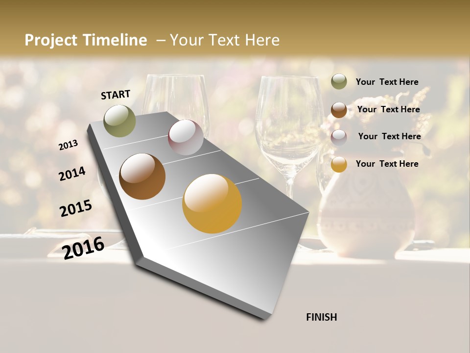 A Table Topped With Two Wine Glasses And A Vase Filled With Flowers PowerPoint Template