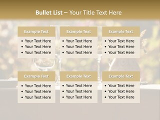 A Table Topped With Two Wine Glasses And A Vase Filled With Flowers PowerPoint Template