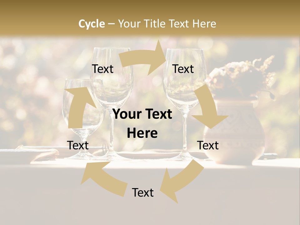 A Table Topped With Two Wine Glasses And A Vase Filled With Flowers PowerPoint Template