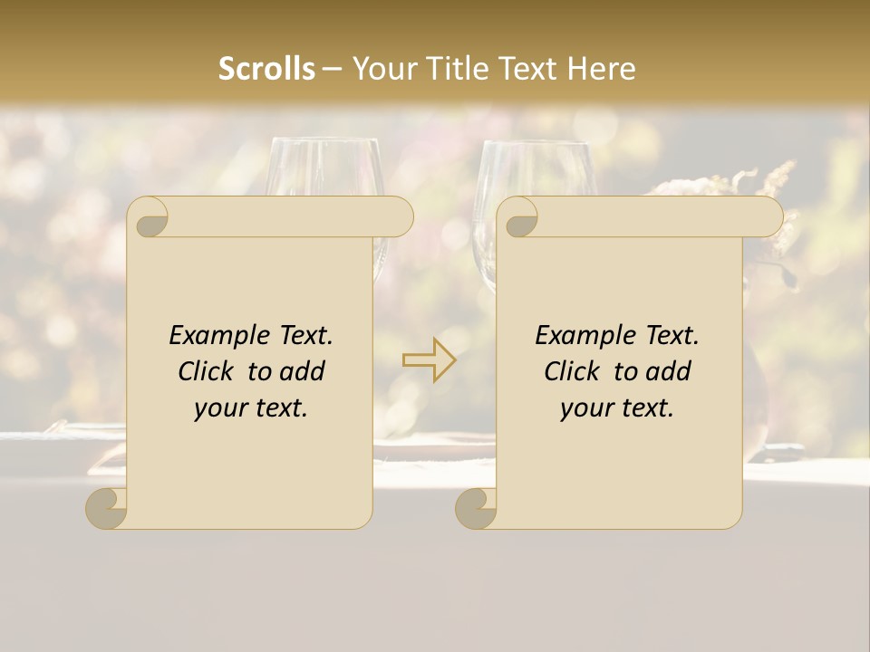 A Table Topped With Two Wine Glasses And A Vase Filled With Flowers PowerPoint Template