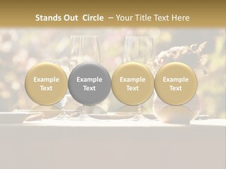 A Table Topped With Two Wine Glasses And A Vase Filled With Flowers PowerPoint Template
