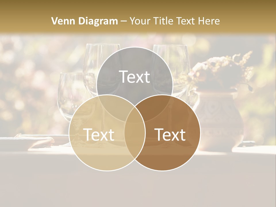 A Table Topped With Two Wine Glasses And A Vase Filled With Flowers PowerPoint Template