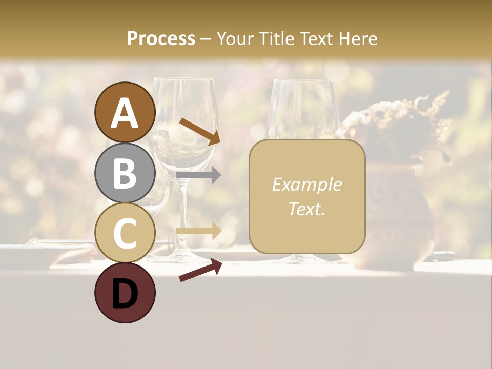 A Table Topped With Two Wine Glasses And A Vase Filled With Flowers PowerPoint Template