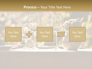 A Table Topped With Two Wine Glasses And A Vase Filled With Flowers PowerPoint Template