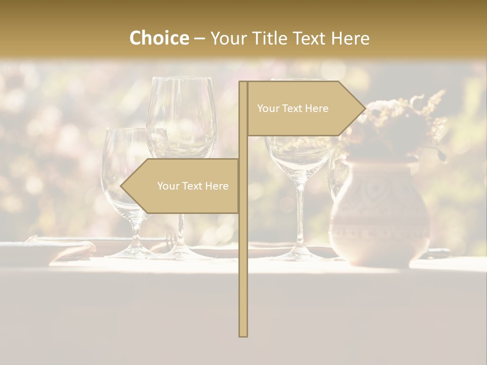 A Table Topped With Two Wine Glasses And A Vase Filled With Flowers PowerPoint Template