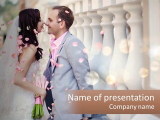 A Newly Married Couple Standing Next To Each Other PowerPoint Template