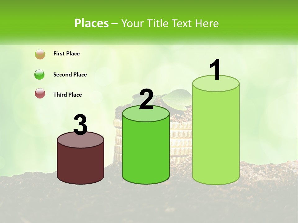 A Pile Of Coins With A Plant Growing Out Of It PowerPoint Template