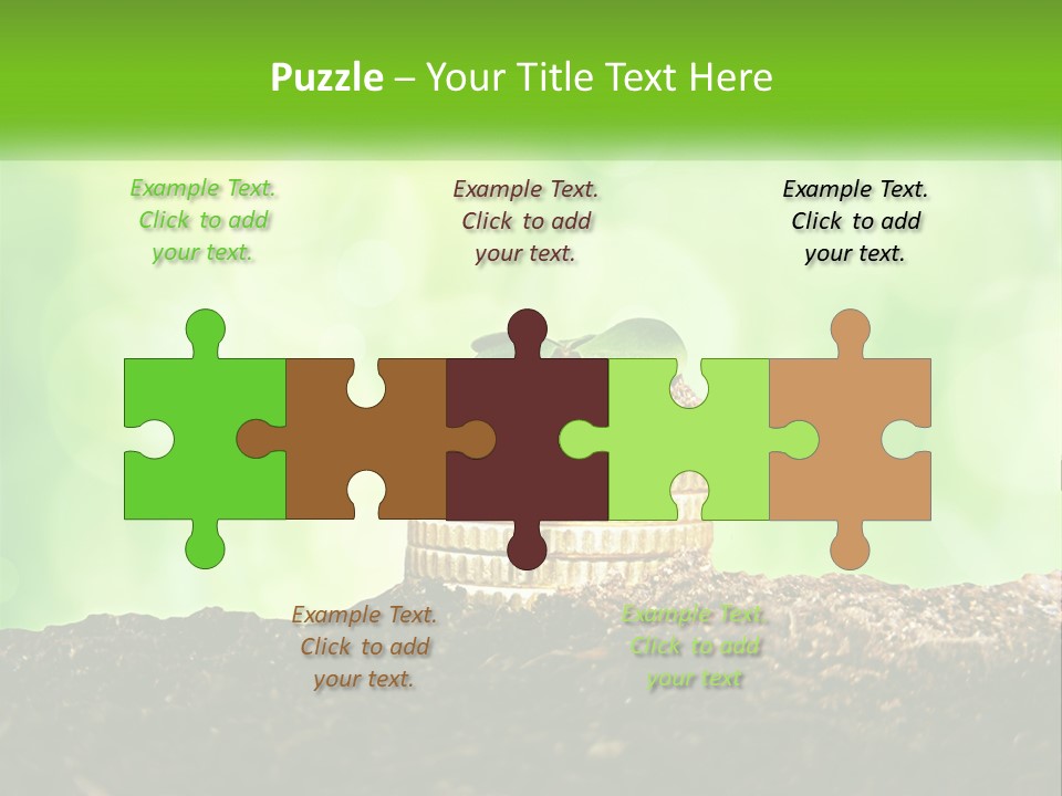 A Pile Of Coins With A Plant Growing Out Of It PowerPoint Template