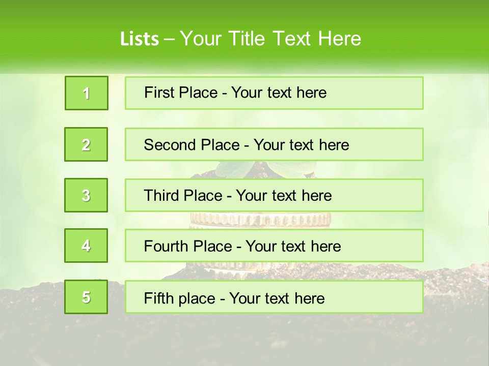 A Pile Of Coins With A Plant Growing Out Of It PowerPoint Template