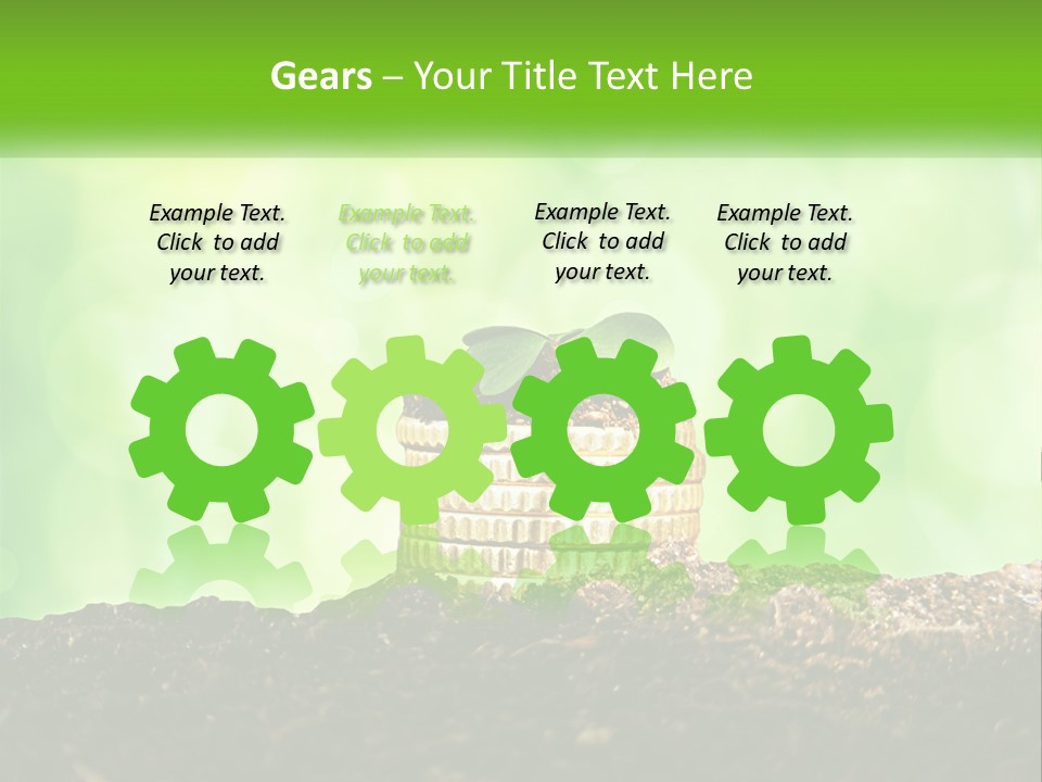 A Pile Of Coins With A Plant Growing Out Of It PowerPoint Template