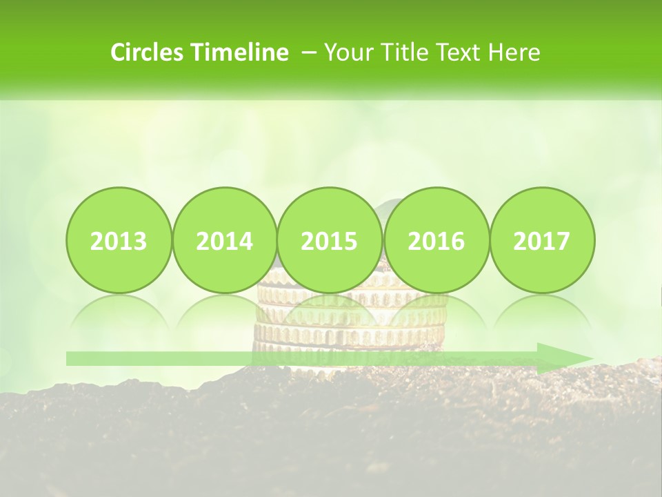 A Pile Of Coins With A Plant Growing Out Of It PowerPoint Template